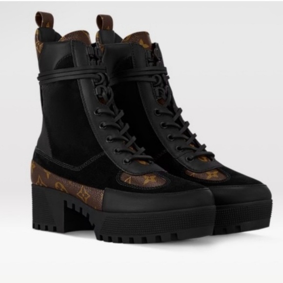 Louis Vuitton Shoes - Louis Vuitton Black and Brown Lace Up Boots